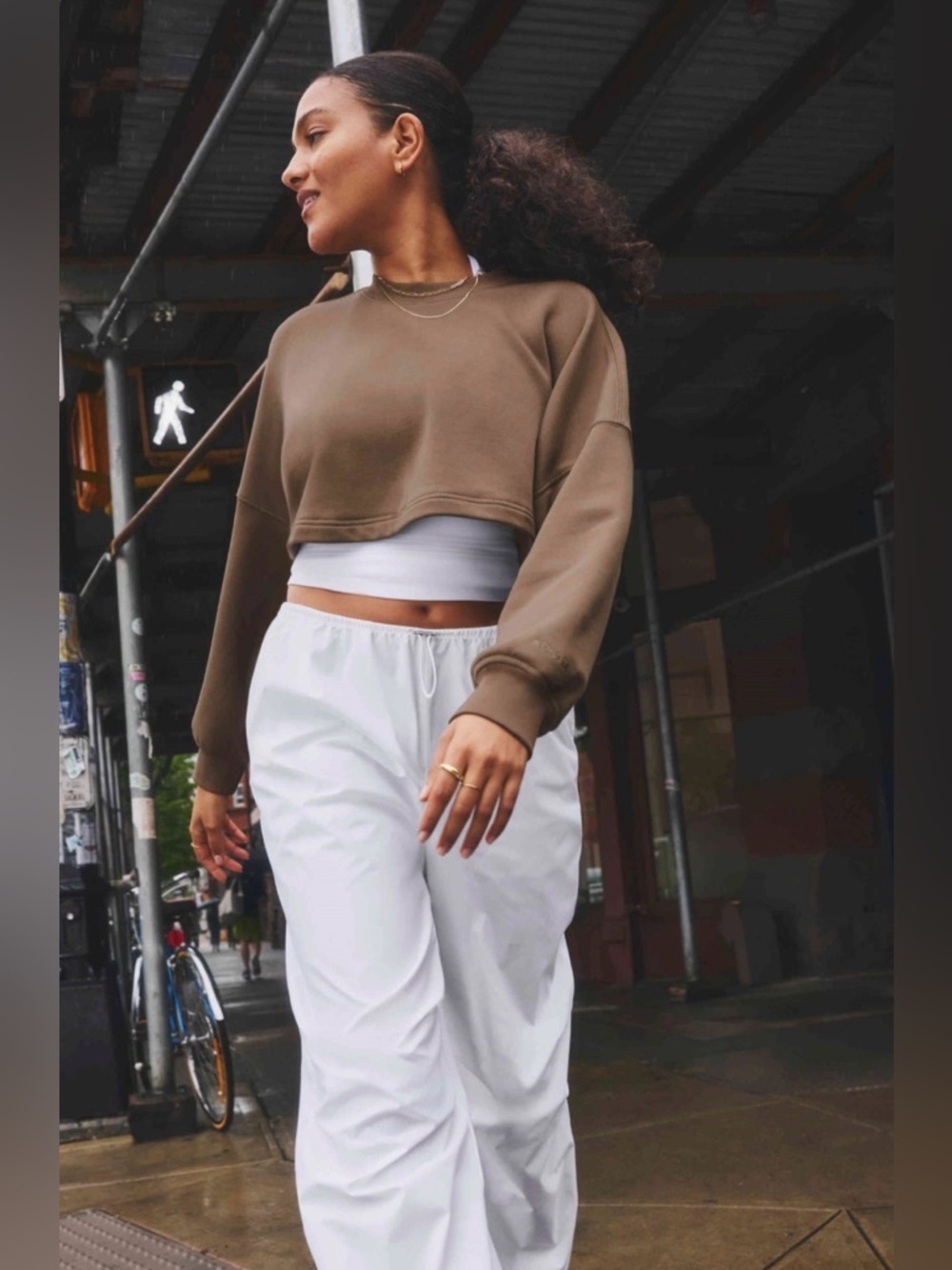 NWT Athleta Super Cropped Dolman Heavyweight Clay Terry Sweatshirt Sz Large